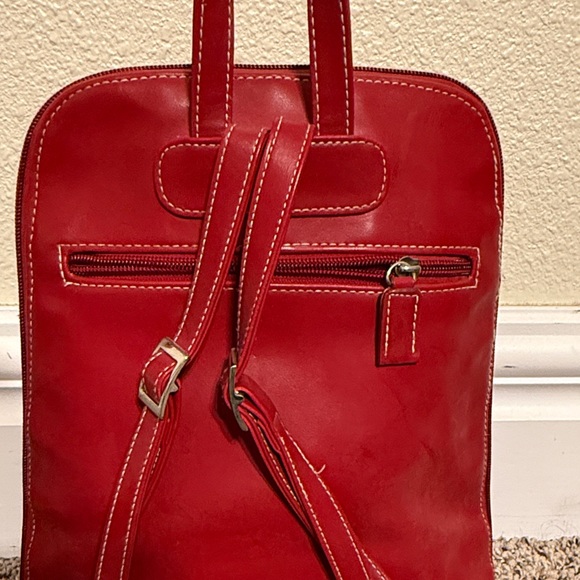 Elegant Red Leather Backpack